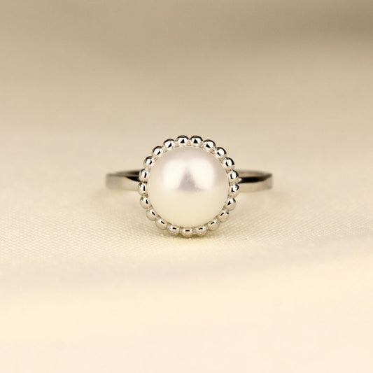 Anillo Plata con Perla Redonda