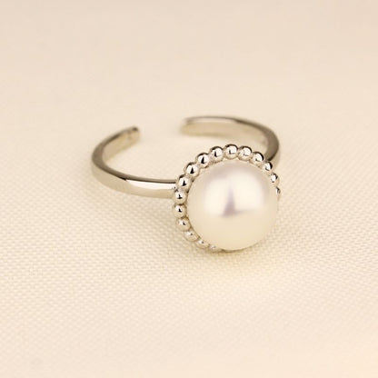 Classic Round Pearl Silver Ring