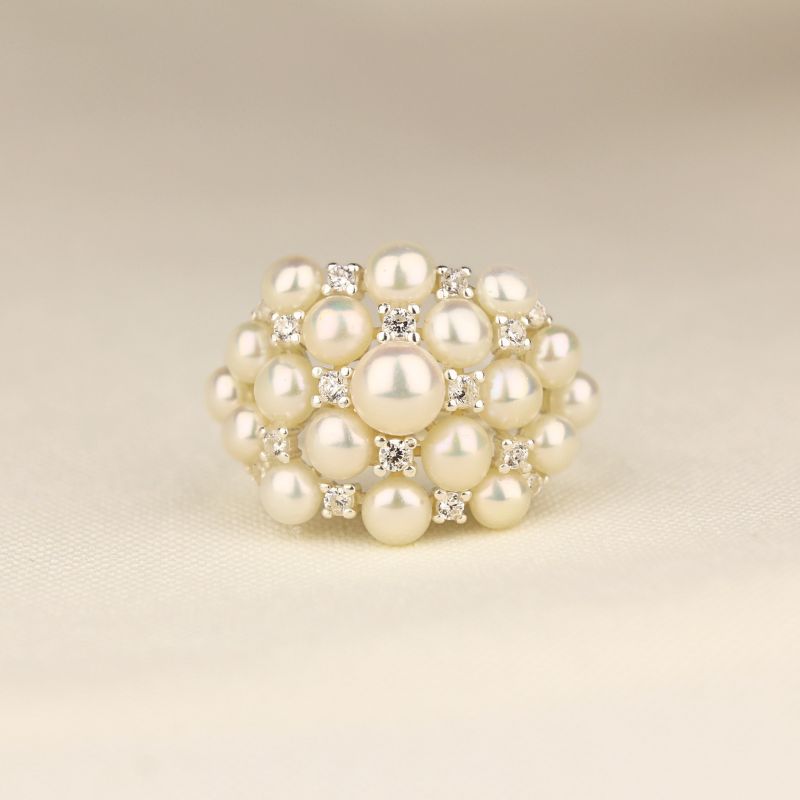 Mini Pearl Silver Ring